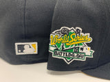 OAKLAND ATHLETICS 1989 BATTLE OF THE BAY BLACK YELLOW BRIM NEW ERA FITTED HAT