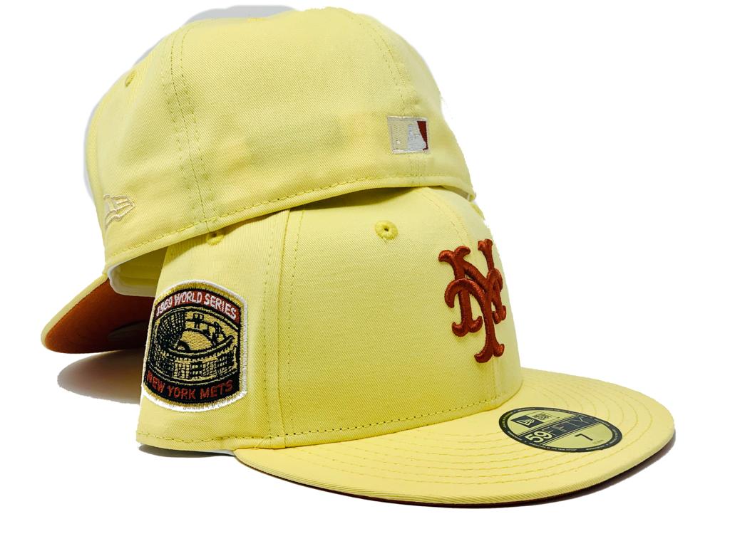 NEW YORK METS 1969 WORLD SERIES SOFT YELLOW RUST ORANGE BRIM NEW ERA FITTED HAT