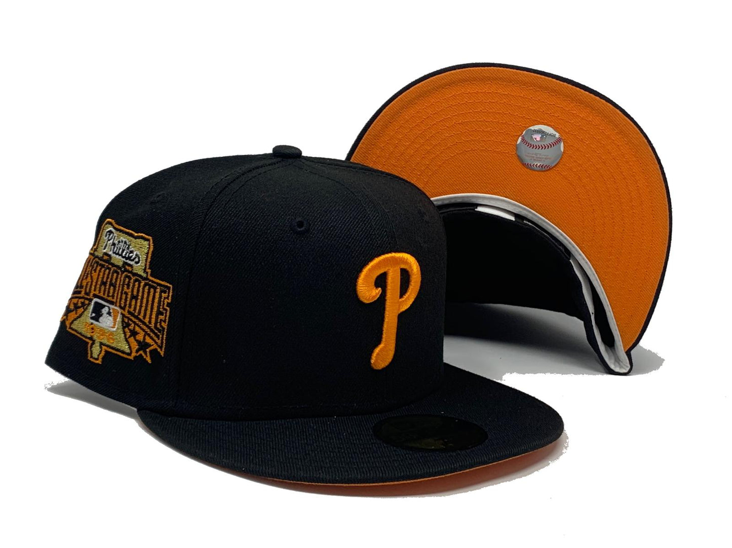 PHILADELPHIA PHILLIES 1996 ALL STAR GAME BLACK ORANGE BRIM NEW ERA FITTED HAT