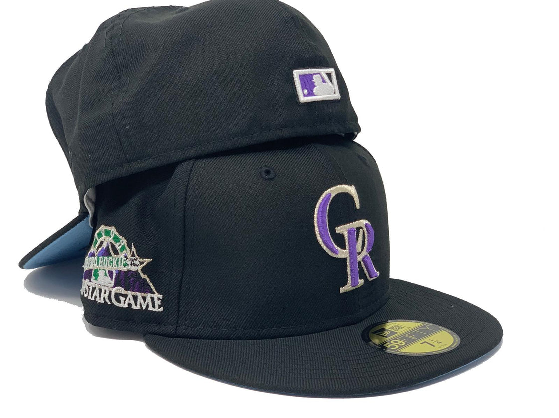 COLORADO ROCKIES 1998 ALL STAR GAME BLACK ICY BRIM NEW ERA FITTED HAT