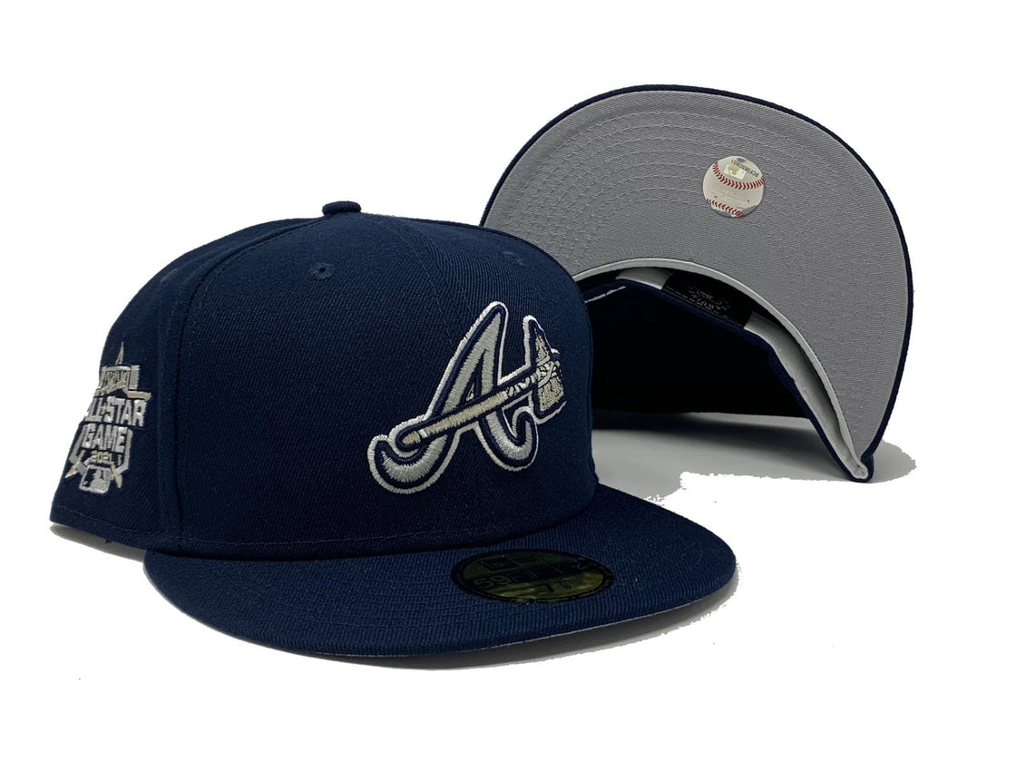 ATLANTA BRAVES 2021 ALL STAR GAME LIGHT NAVY GRAY BRIM NEW ERA FITTED  HAT