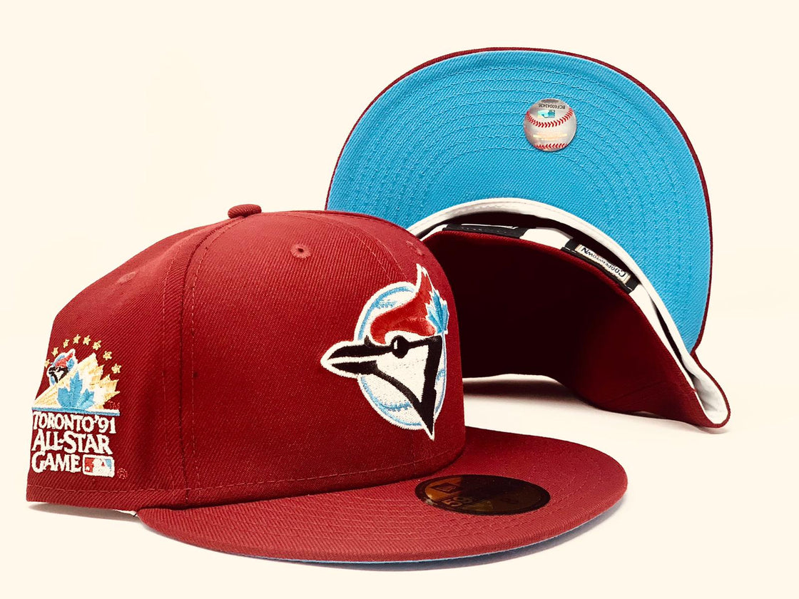 TORONTO BLUE JAYS 1991 ALL STAR GAME BURGUNDY ICY BRIM NEW ERA FITTED HAT