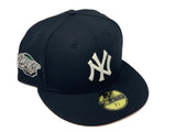 NEW YORK YANKEES 1998 WORLD SERIES " GLOW IN THE DARK" BLACK PEACH BRIM NEW ERA FITTED HAT