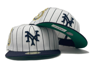 New York Yankees New Era Pinstripe/Green Botton And 1921 World Series Patch  On Side 59FIFTY Fitted Hat