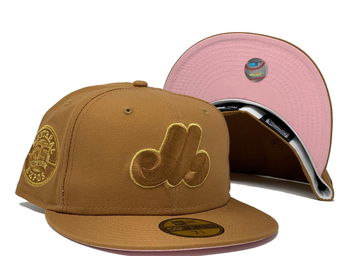 MONTREAL EXPOS 35TH ANNIVERSARY LIGHT BRONZE PINK BRIM NEW ERA FITTED HAT