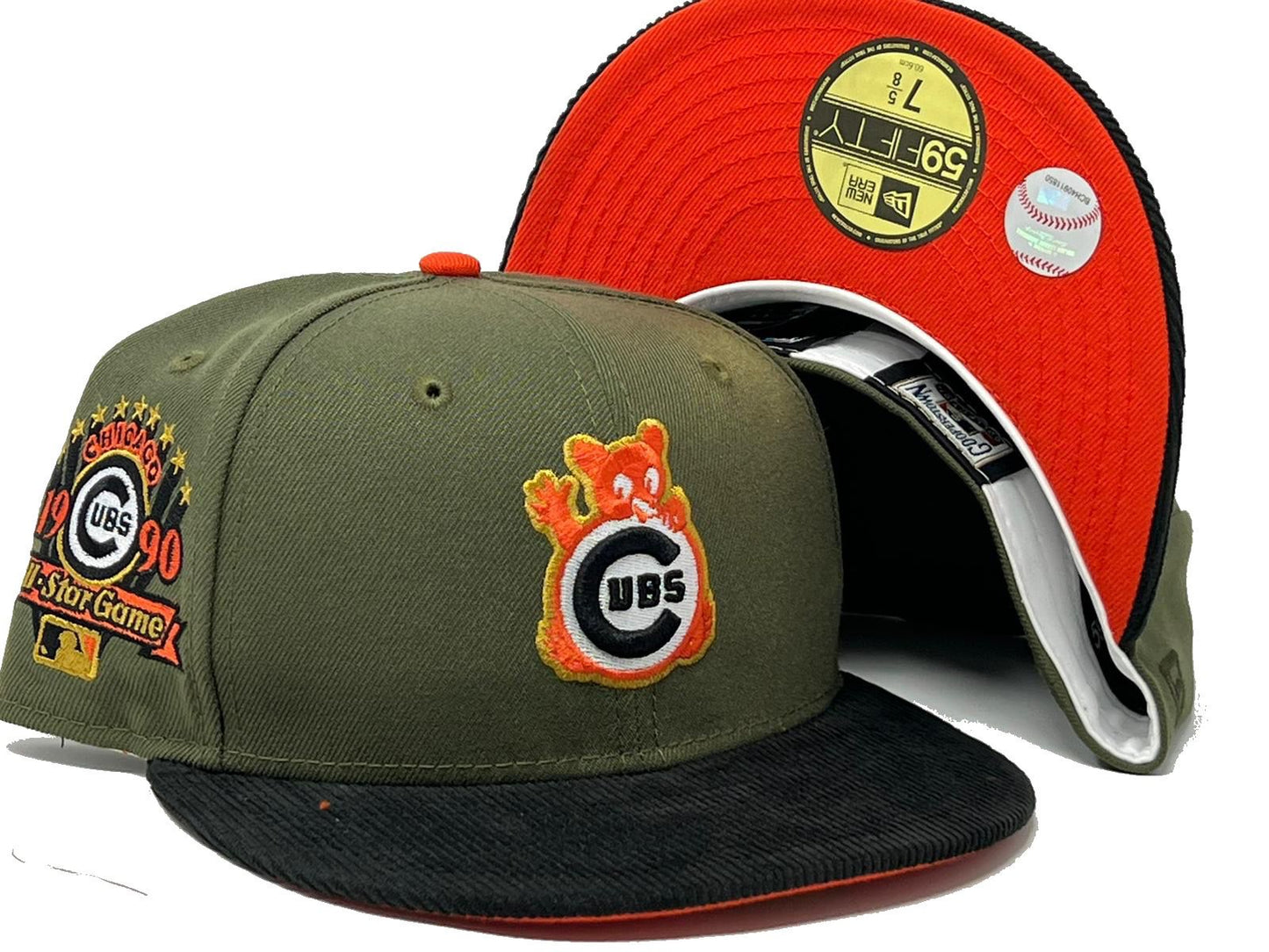Chicago Cubs 1990 All Star Game "Autumn 22" Pack Black Cord Visor Orange Brim New Era Fitted Hat