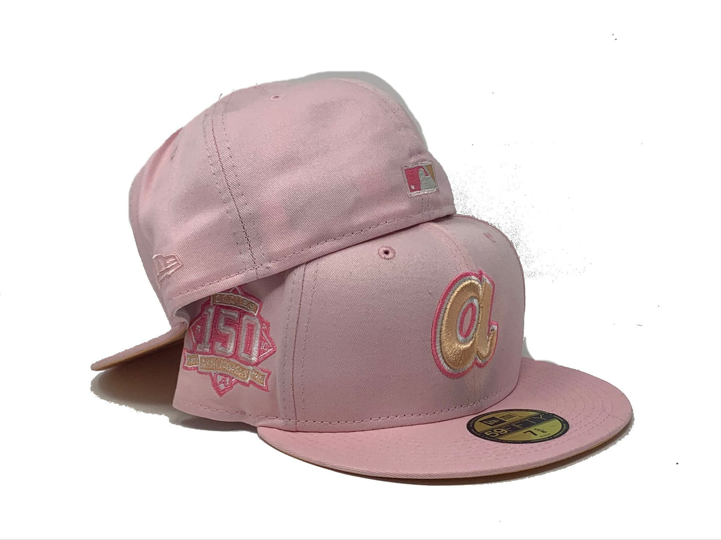 Light Pink Atlanta Braves 150 Anniversary Custom New Era Fitted Hat
