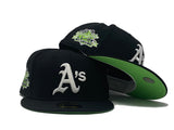 OAKLAND ATHLETICS 1989 BATTLE OF THE BAY BLACK NEON GREEN "KEWI COLORWAYS" BRIM NEW ERA FITTED HAT