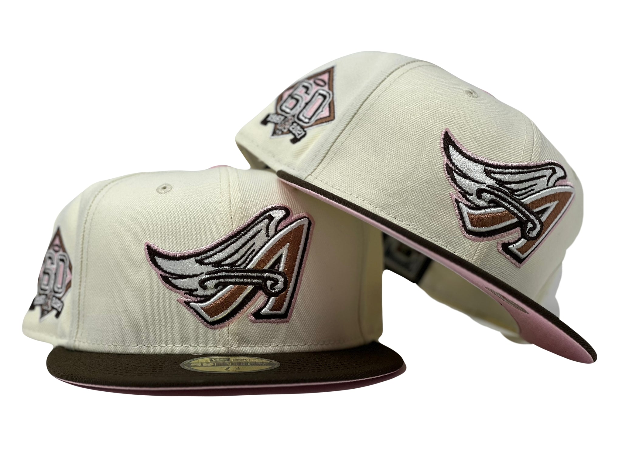 Los Angeles Angels New Era 40th Anniversary Pink Undervisor 59FIFTY Fitted  Hat - Cream/Black