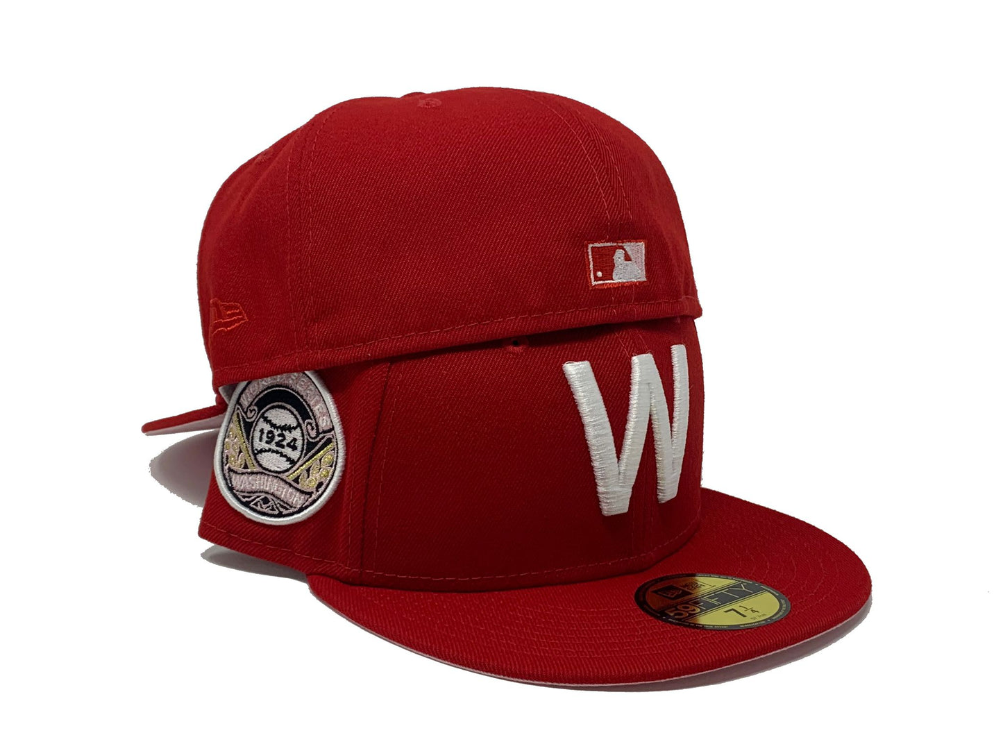 WASHINGTON SEANTORS 1924 WORLD SERIES  "STRAWBERRY REFRESHER" RED PINK BRIM NEW ERA FITTED HAT