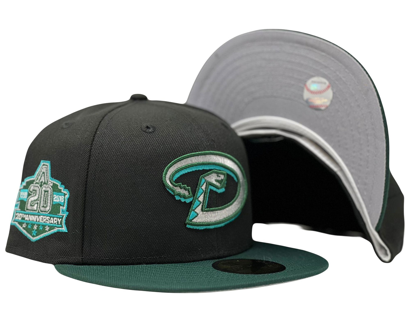 Arizona Diamondbacks 1998 Inaugural Season Black Dark Green Visor Gray Brim New Era Fitted Hat