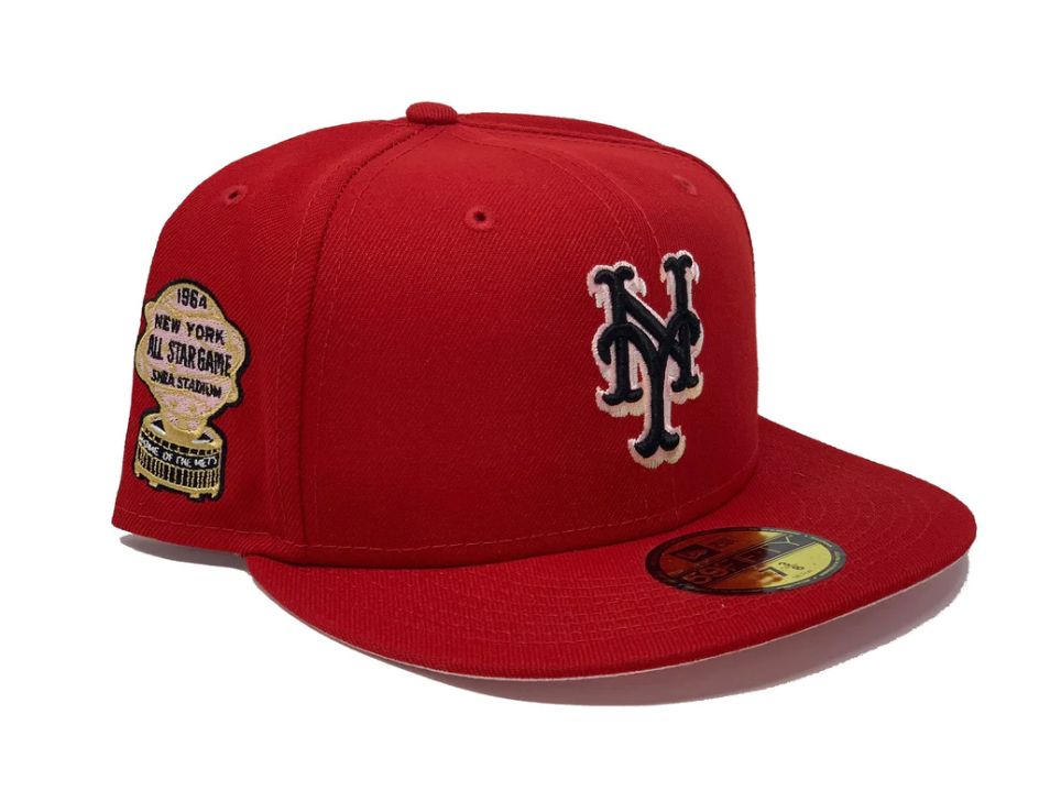 New York Mets 1964 All Star Game Red Pink Brim New Era Fitted Hat