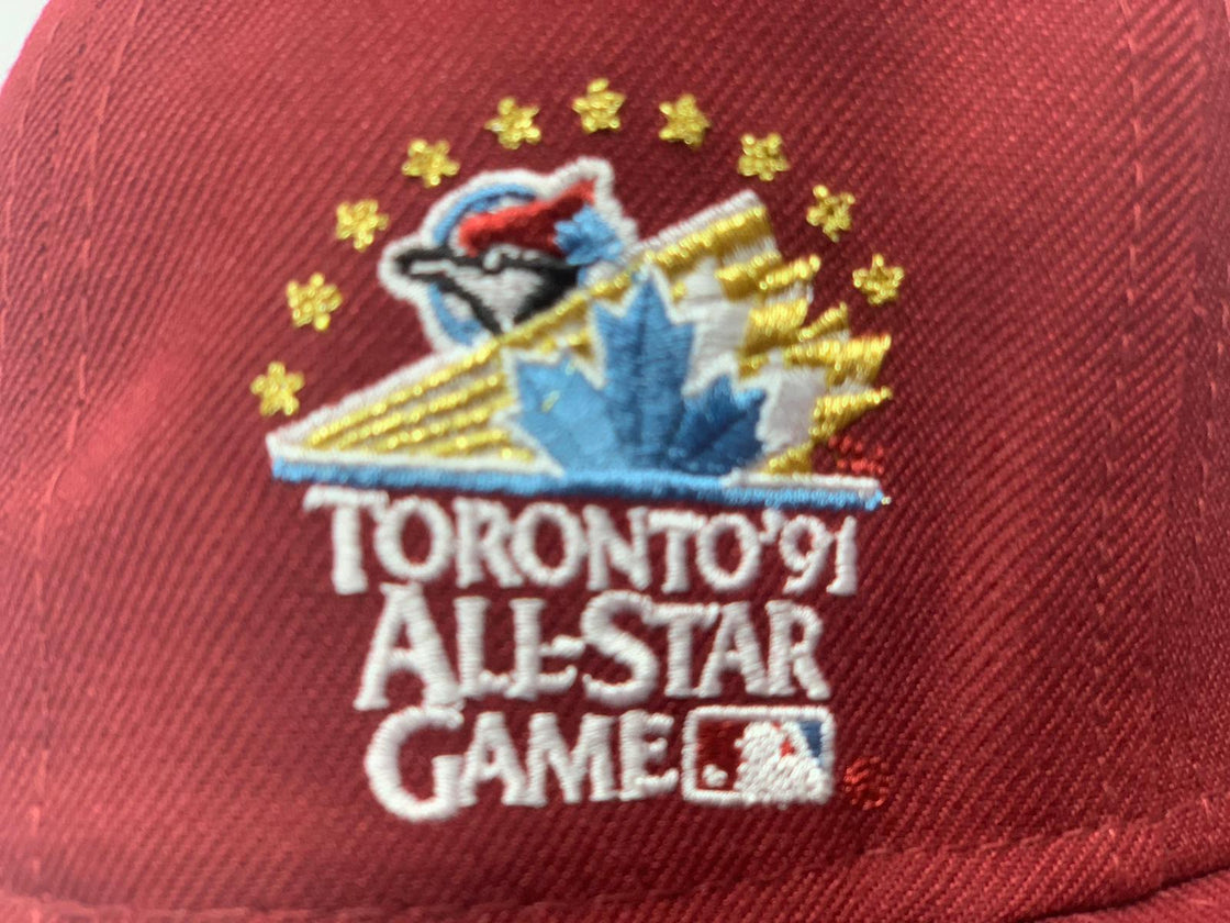 TORONTO BLUE JAYS 1991 ALL STAR GAME BURGUNDY ICY BRIM NEW ERA FITTED HAT