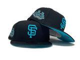 SAN FRANCISCO GIANTS  "TELL IT GOODBUY" CANDLESTICK PARK BLACK VICE BLUE BRIM NEW ERA FITTED HAT