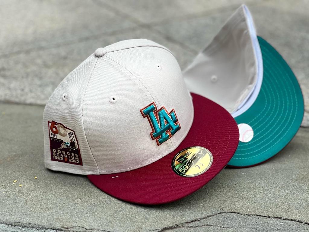 LOS ANGELES DODGERS 60TH ANNIVERSARY TEAL BRIM NEW ERA FITTED HAT