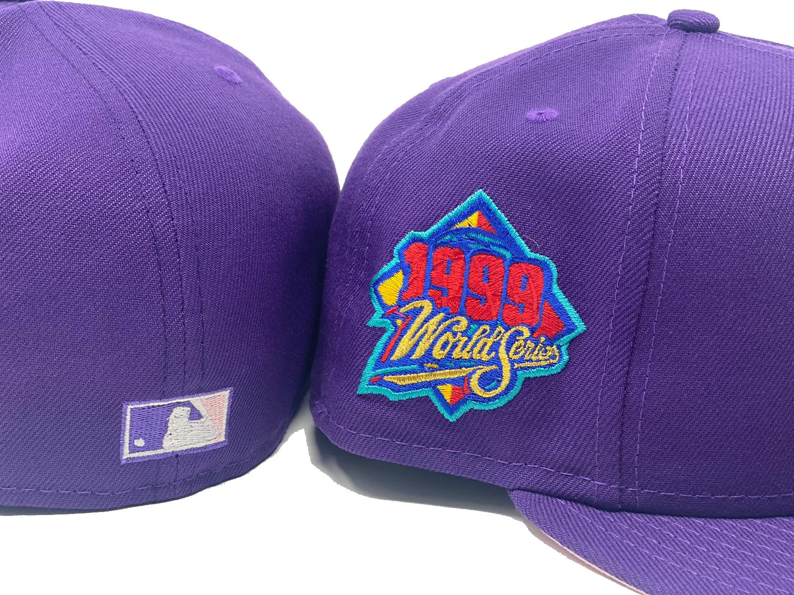 NEW YORK YANKEES 1998 WORLD SERIES TAN PURPLE BRIM NEW ERA FITTED