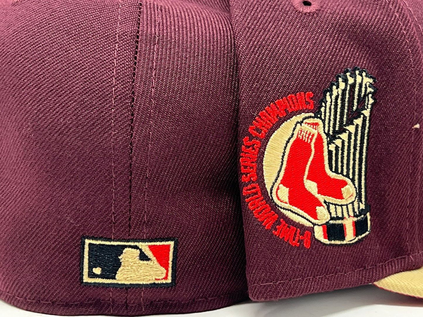 Boston  Red Sox 8 Times World Series Champions Maroon Vegas Gold Visor Red Brim New Era Fitted Hat