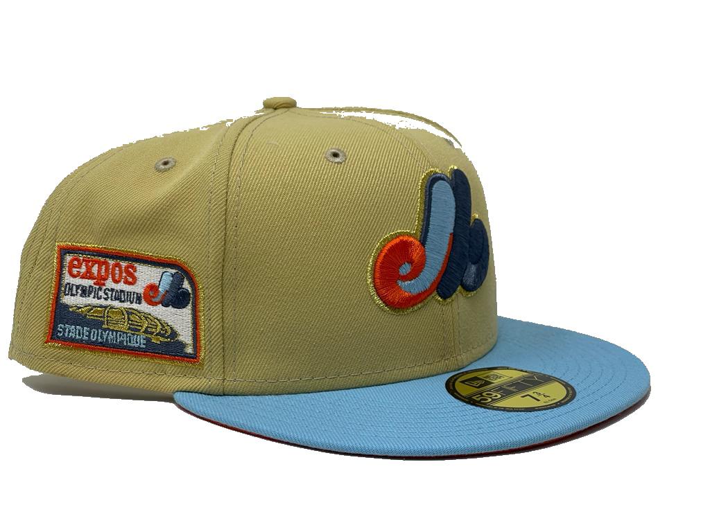 MONTREAL EXPOS OLYMPIC STADIUM "SUNRISE GRADIENT"  ORANGE BRIM NEW ERA FITTED HAT