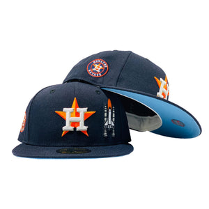 HOUSTON ASTRO NAVY SPACE ROCKET ICY BRIM NEW ERA FITTED HAT