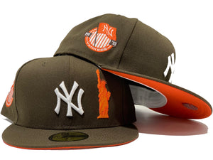 NEW YORK YANKEES STATUE OF LIBERTY BROWN ORANGE BRIM NEW ERA FITTED HAT