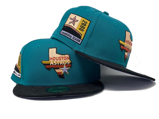 HOUSTON ASTROS 2000 INAUGURAL SEASON CORDUROY VISOR LAVENDER BRIM NEW ERA FITTED HAT