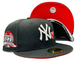 NEW YORK YANKEES 27TH CHAMPIONSHIP BLACK RED BRIM NEW ERA FITTED HAT