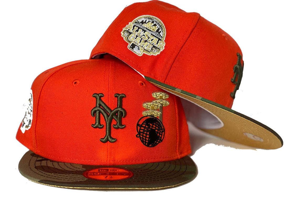 NEW YORK METS 2013 ALL STAR GAME FLUSHING MEADOWS CORONA PARK ORANGE METALLIC GOLD BRIM NEW ERA FITTED HAT