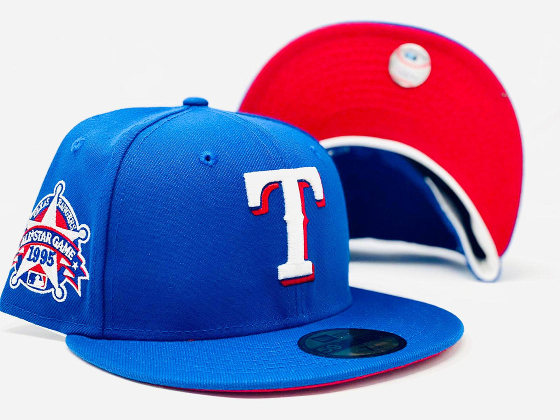 TEXAS RANGERS 1995 ALL STAR GAME ROYAL RED BRIM NEW ERA FITTED HAT