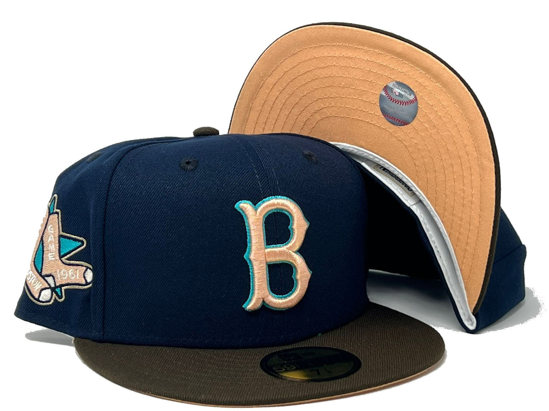 BOSTON RED SOX 1961 ALL STAR GAME LIGHT NAVY BROWN VISOR PEACH BRIM NEW ERA FITTED HAT