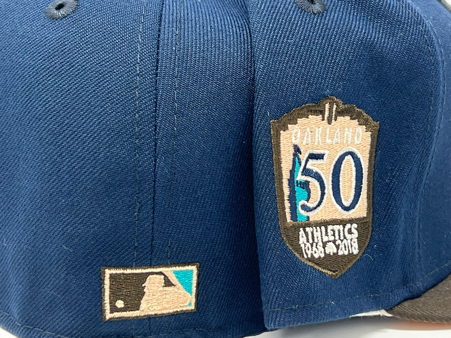 Oakland Athletics 50th Anniversary Peach Brim New Era Fitted Hat