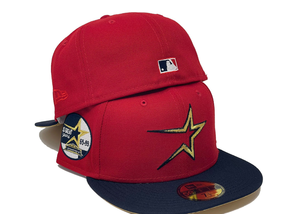 HOUSTON ASTROS 35TH ANNIVERSARY METALLIC GOLD BRIM NEW ERA FITTED HAT