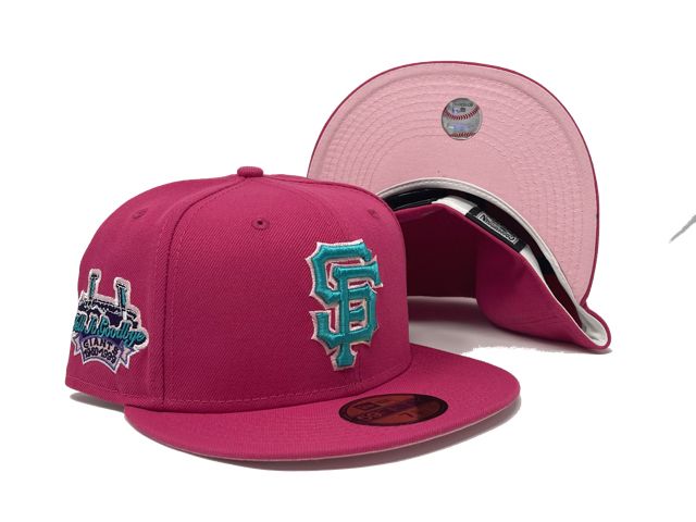 SAN FRANCISCO GIANTS CANDLESTICK PARK "BUBBLE GUM" PINK BRIM NEW ERA FITTED HAT