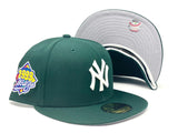 NEW YORK YANKEES 1999 WORLD SERIES FOREST GREEN GRAY BRIM NEW ERA FITTED