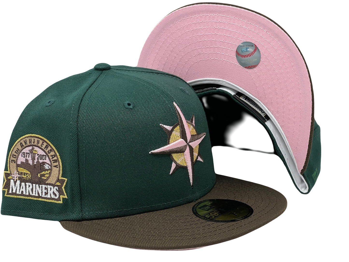 Seattle Mariners 30th Anniversary Brown Green Visor Fitted Hats
