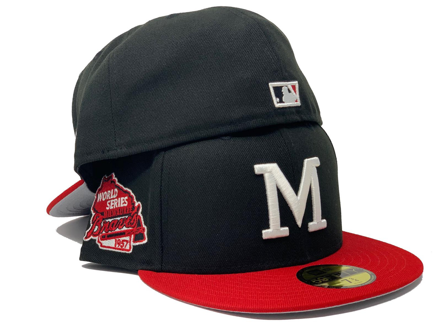 MILWAUKEE BRAVES 1957 WORLD SERIES GRAY BRIM NEW ERA FITTED HAT