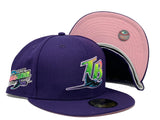 TAMPA BAY DEVIL RAYS 1999 INAUGURAL SEASON PURPLE PINK BRIM NEW ERA FITTED HAT