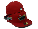 TAMPA BAY DEVIL RAYS 1998 INAUGURAL SEASON RED GREEN BRIM NEW ERA FITTED HAT