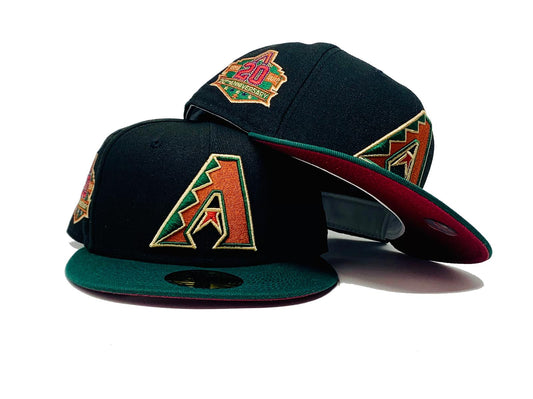 ARIZONA DIAMONDBACKS  20TH ANNIVERSARY "MLB* NHL CROSSOVER" BURGUNDY BRIM NEW ERA FITTED HAT