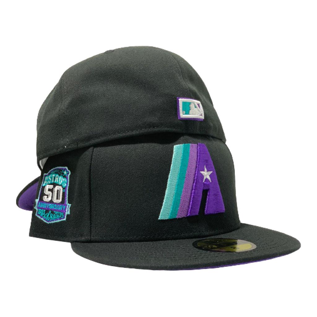 HOUSTON ASTRO 50TH ANNIVERSARY BLACK PURPLE BRIM NEW ERA FITTED