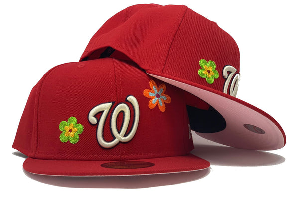 New Era Washington Nationals Chain Stitch Floral 59FIFTY Fitted Cap in Red — Major