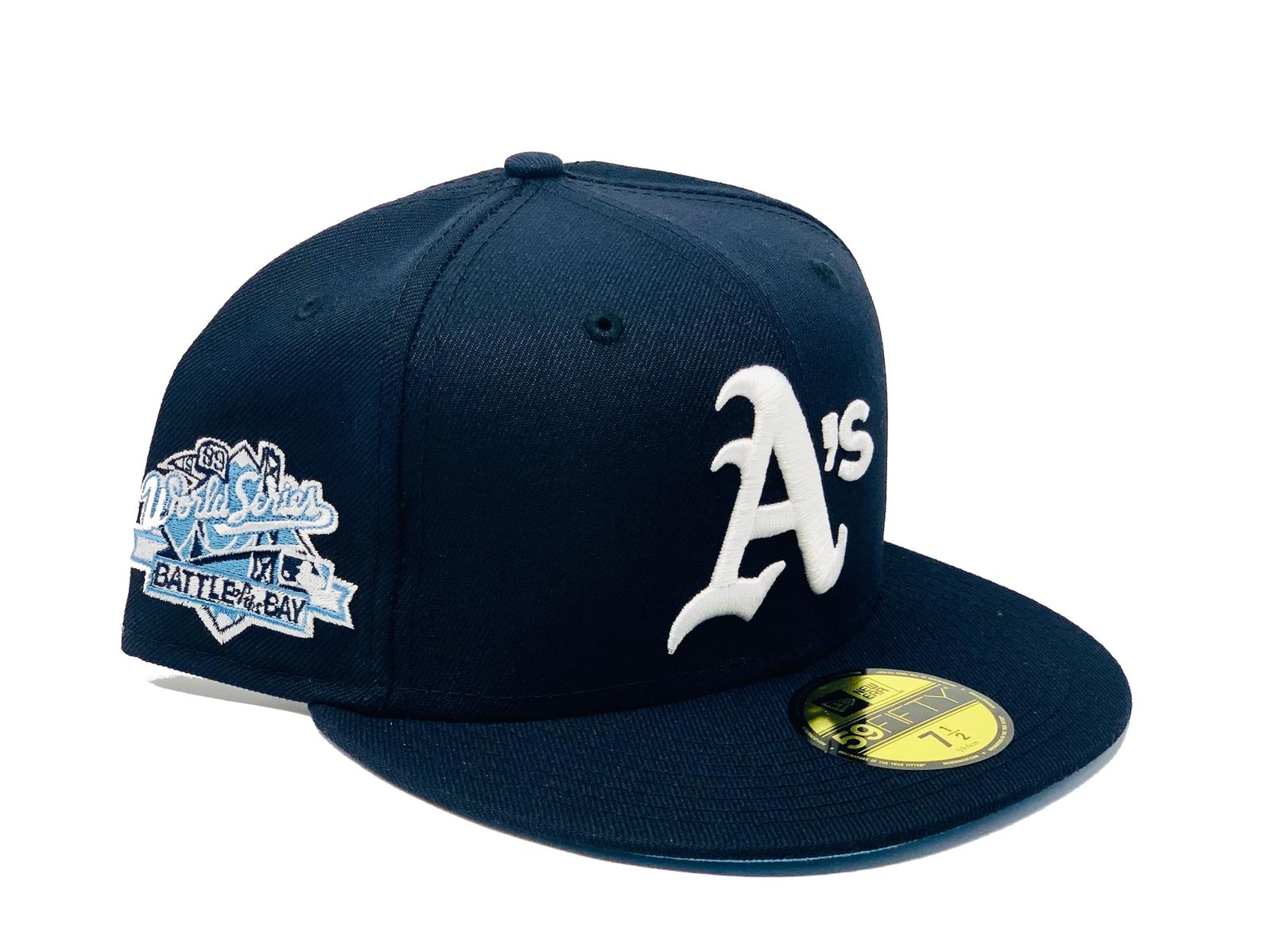 OAKLAND ATHLETICS 1989 BATTLE OF THE BAY NAVY BLUE ICY BRIM NEW ERA FI –  Sports World 165