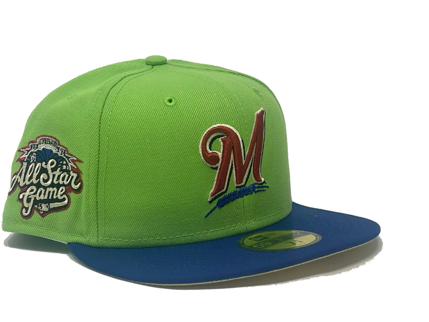 MILWAUKEE BREWERS 2002 ALL STAR GAME "PRINCESS PACK" SOFT YELLOW BRIM NEW ERA FITTED HAT