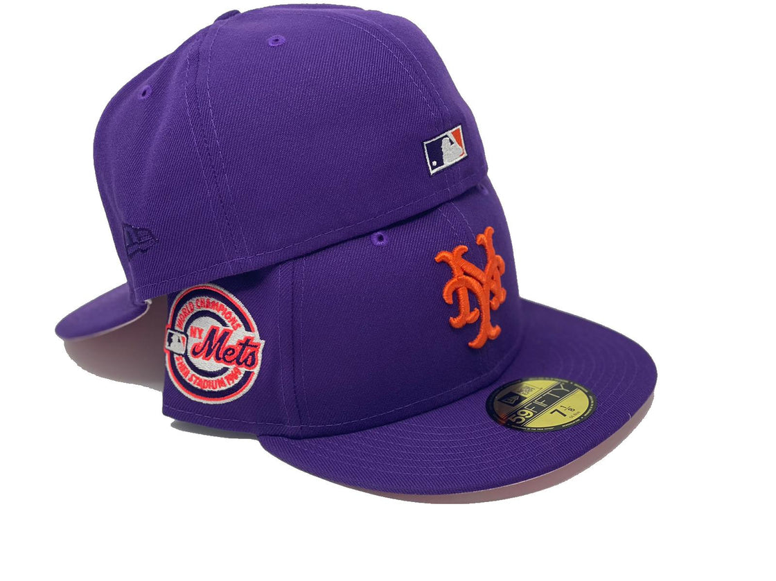 NEW YORK METS 1969 WORLD CHAMPIONS PURPLE PINK BRIM NEW ERA FITTED HAT