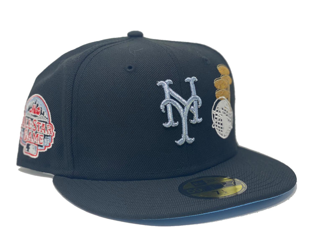 NEW YORK METS 2013 ALL STAR GAME CORONA PARK GLOBE LOGO BLACK ICY BRIM NEW ERA FITTED HAT