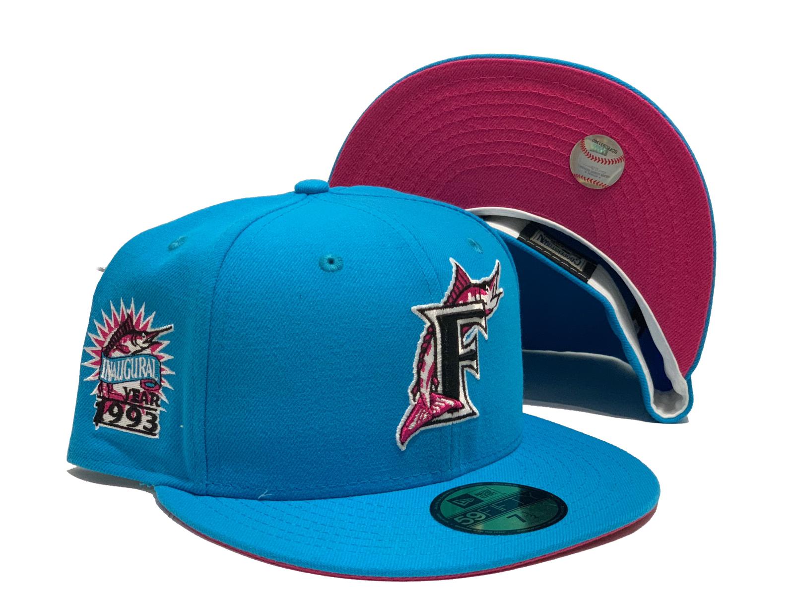 New Era Gray Miami Marlins 1993 Inaugural Season Cooperstown Collection Purple Undervisor 59FIFTY Fi Gray,Peach