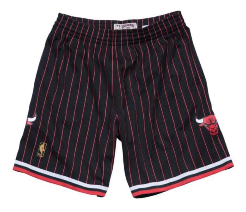 Mitchell and Ness NBA Swingman Black Pinstripe Chicago Bulls shorts 1996-97