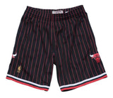 Mitchell and Ness NBA Swingman Black Pinstripe Chicago Bulls shorts 1996-97