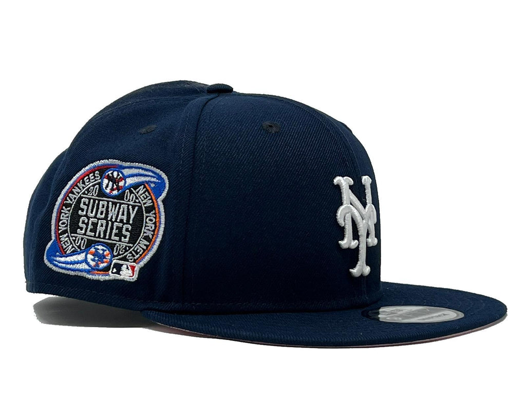 NEW YORK METS SUBWAY SERIES LIGHT NAVY PINK BRIM NEW ERA SNAPBACK HAT