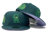 CALIFORNIA ANGELS 35TH ANNIVERSARY FOREST GREEN LAVENDER BRIM NEW ERA FITTED HAT