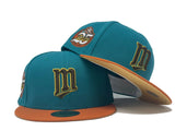 MINNESOTA TWINS 25TH ANNIVERSARY "PRINCESS PACK" METALLIC GOLD BRIM NEW ERA FITTED HAT